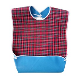 Banfenghe Nursing Apron, Meal Apron, For Adults, Prevents Food Spills, Stain Resistant, Easy To Clean, Button Type, Easy To Put On And Take Off, With Foldable Pocket, Red Color