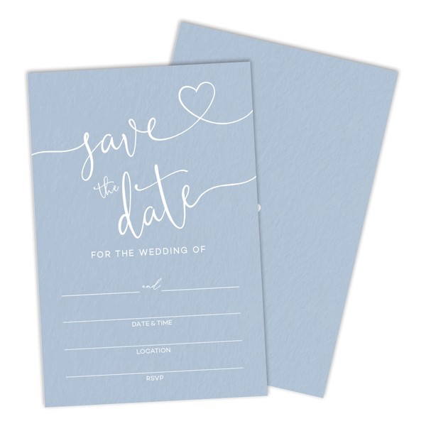 luixd Save The Date Wedding Invitations, Minimalism Blue, 25 Wedding