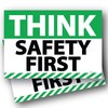 (2 Pack) Think Safety First Sign 7" x 10" Self