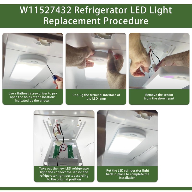 W11527432 Light Replacement for Whirlpool Maytag Amana Fridge Refrigerator W11101384