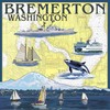 Bremerton, Washington, Nautical Map (Absorbent Ceramic Coaster, Single, Cork Back,