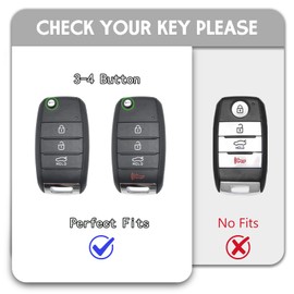 WORCAS TPU Smart Key Fob Case Protective Cover Compatible with?Kia Sorento Sportage Rio Soul Forte Optima Carens Picanto 4 Button Keyless Entry Remote Accessorie(Gold-White)