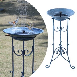 Solar Bird Bath for Outside, Metal Birdbath Stand and Solar Fountain Bird Bath Bubbler Combo Set, Solar Birdbaths for Outdoors Garden Lawn Yard Decor