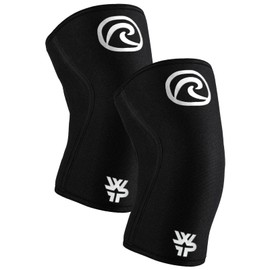 Rehband x World Fitness Project 7mm knee sleeve Power Max, knee support neoprene for bodybuilding, powerlifting, crossfit & heavy lifting, Colour:Black - 1 Pair, Size:XX-Large