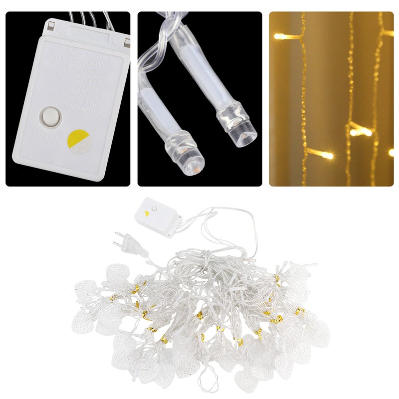 Waterproof Loving Heart Shape LED Light String Window Curtain Lamp
