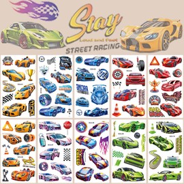 Cars Tattoos for Children, Car Children's Tattoos, Skin-Friendly, 10 Sheets, Racing Tattoo, Children, Boys, Party Bags, Children's Birthday Gifts, Party Decoration, Cars Toy