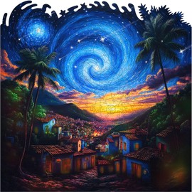 500 Pieces Puzzles for Adults, Starry Night Wooden Puzzles, Unique Shaped Jigsaw Puzzle Birthday Scenery Gift Challenging Family Game for Kids and Adults 15.9 * 15.9 Inches