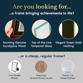 Smart&Proud Wooden Certificate Frame – Diploma Frame 8.5 x 11 with Mat – 11x14 without Mat – Degree Frame College – Green Mat with Golden Rim