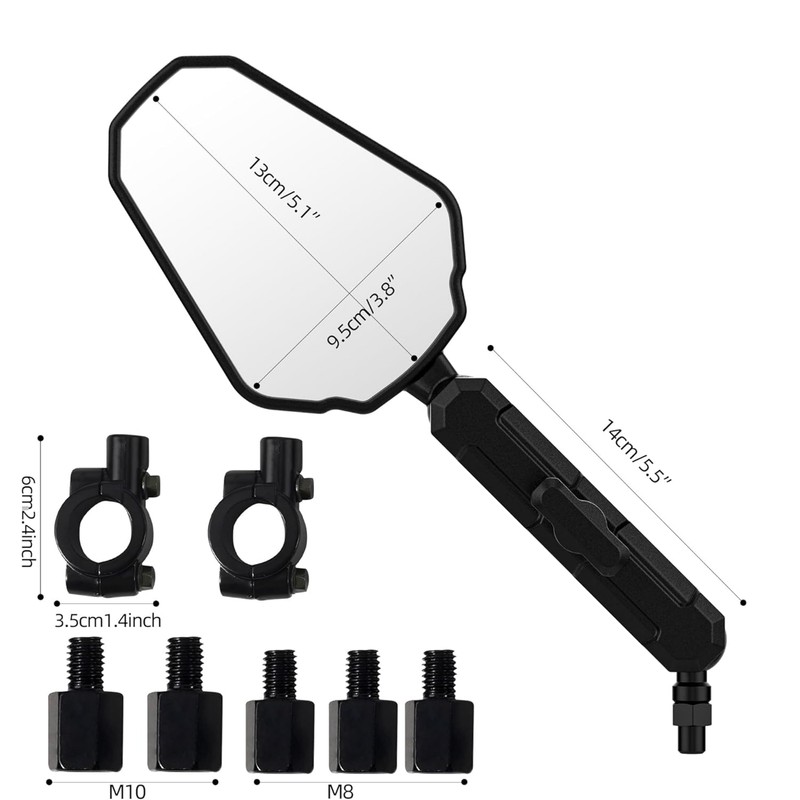 Motorcycle Mirrors, 8mm 10mm 7/8" Handlebar Motorcycle Rear View Mirrors,