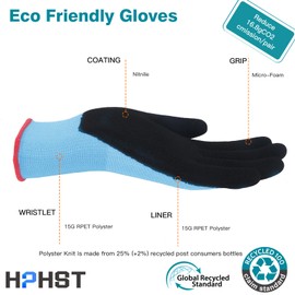HPHST 3 Pairs of Latex Coated Women's Gardening Gloves, with Optimal Grip and Fine Touch Sensation, Environmentally Friendly Protective Gloves for Household Gardening, Blue, M (Size 8, 3 Pairs)