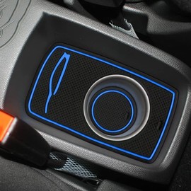 Dreamseek Interior Door Slot Mat Full Kits for Ford Fiesta 2012 2013 2014 2015 2016 2017 Non-Slip Rubber Cup Holder Liner Insert Gate Groove Pad 10Pcs (Blue)