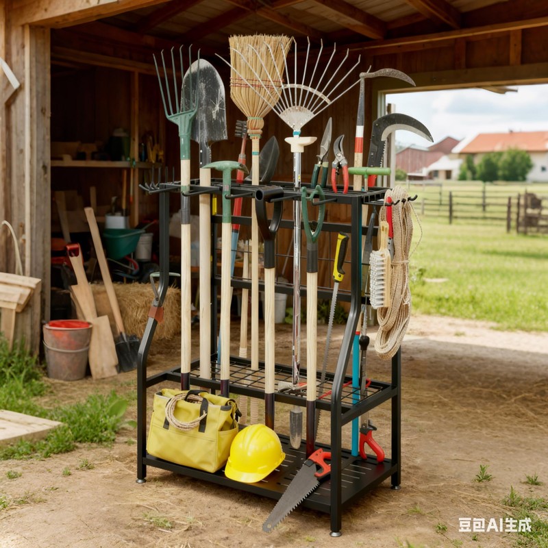YIZAIJIA Garden Tool Organizer Holder Heavy Duty Steel Rack Up