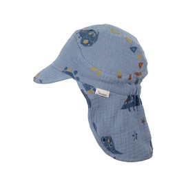 Sterntaler Unisex Children's Peaked Cap Neck Dinosaur Children's Hat, lightblue