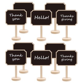 10 Pack Mini Chalkboard Signs Standing Signs Small Chalkboard Labels with Easel Stand, Wooden Chalkboard for Table Numbers, Food Signs, Wedding Signs, Message Boards, Place Cards and Event Decoration