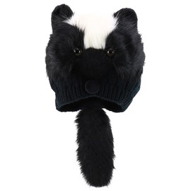 Trendy Apparel Shop Youth Size Kid's Cute Animal Design Cable Knit Beanie Hat - Skunk