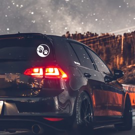 Yin Yang Human Hand Dog Paw Sticker Decal Notebook Car Laptop 5.5" x 5.5" (White)