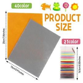 YFPOPONE 40 Colours Craft Felt, Felt for Crafts, 20 x 15 cm, Felt Sheets with 21 Colours, Sewing Board, Felt Panels for DIY Crafts, Sewing, Non-Woven Fabric, Felt Panels Craft for Children