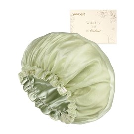 YANIBEST - Gorro transpirable con forro de manteca y satén, capó de seda para mujeres que duermen, gorro de noche para cabello liso fino y rizado, col