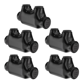 KERWINN 5PCS 2Port Insulated Inline Splice Connector 2/0-6 AWG, Electrical Splice Connector, Black Vinyl Coated, Dual-Rated for Copper and Aluminum Wires