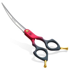 Fenice Dog Grooming Curved Scissors: 6.5" Pet Self-sharpening Split Finishing Shears for Dogs' Faces and Eyes Lightweight Ideal for Tight Spaces and Detailed Grooming Japan VG10 Alloy Steel 63HRC