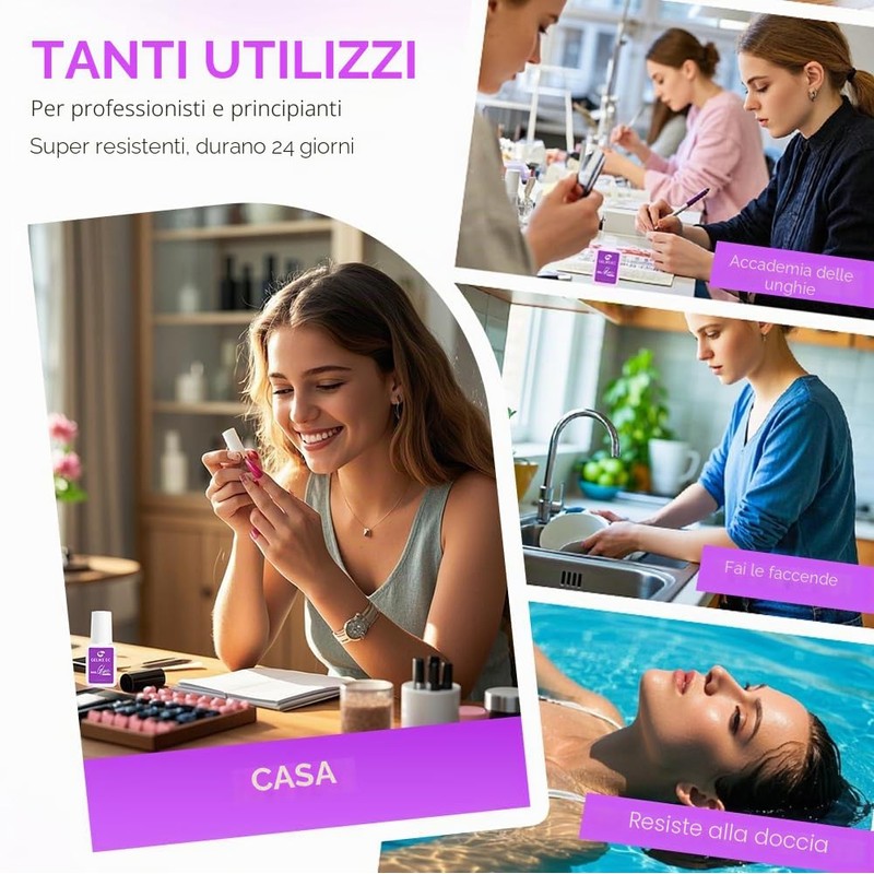 Gelike EC Colla per Unghie Extra Forte con Pennello, 10ml