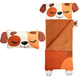 Wizland Kid Sleeping Bag Cute Dog for Girls Boys Daycare 61.8"×28.3" Multi-Functional Sleeping Bag Flannel School Mat Super Soft, Warm,Cozy