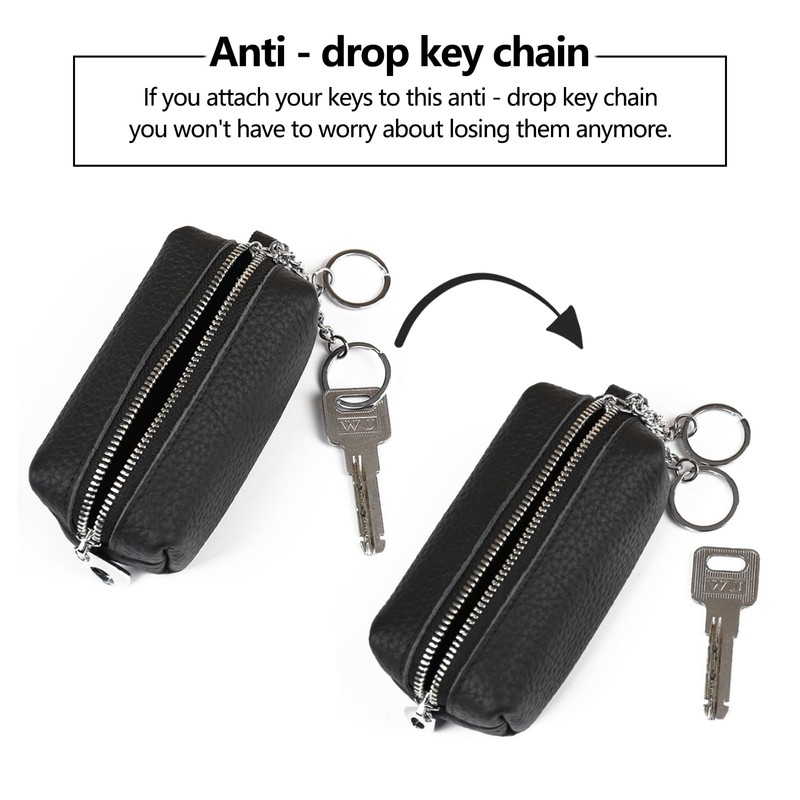 imeetu Leather Coin Purse, Change Pouch with 2 Keychain for