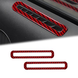 BLAKAYA Compatible with Sticker Carbon Fiber Air Conditioner Door Vent Outlet Trim Cover Accessories for Ford Mustang 2015 2016 2017 2018 2019 2020 2021 2022 2023 2024 (2PCS Red)