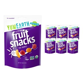 YumEarth Organic Fruit Snacks, 5oz. (Pack of 6), Allergy Friendly, Gluten Free, Non-GMO, Vegan, No Artificial Flavors or Dyes,5 Ounce (Pack of 6)