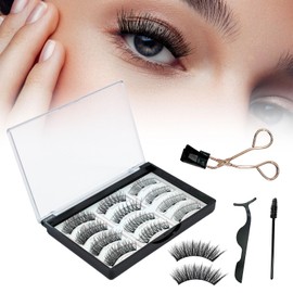 XQMMGO 12 Stück Magnetische Wimpern, Set Falsche Magnetic Eyelashes, Magnet Wimpern ohne Eyeliner, 3D Falsche Wimpern, Wasserdichtem Dünne Wimpern