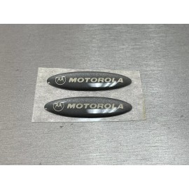 Motorola Sandblast Silver Metallic Crystal Dome Nameplate Badge, OEM, Set of 2