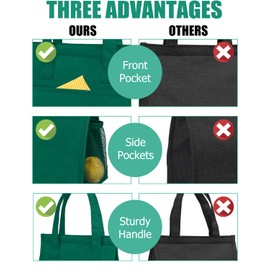 Fmeida Insulated Lunch Bag Women, 6.75L Small Lunch Bags with Multiple Pockets, Reusable Thermal Cooler Tote for Work, Office, Picnic, Travel | Hook and Loop Closure, Dark Green