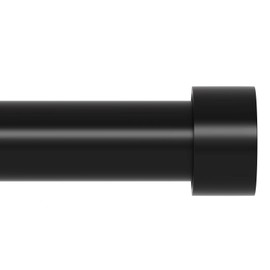 Extra Long Curtain Rod 30 to 254 inch, Heavy Duty Curtain Rods for Windows with Modern End Caps, 1 inch Black Drapery Rods Set for Outdoor Patio, Adjustable Curtain Rod for Room, Black