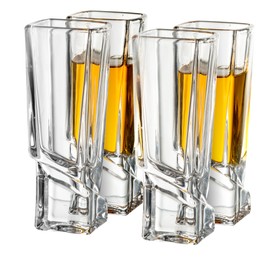 JoyJolt Carre Shot Glasses Square Heavy Base Shot Glass Set Of 4, 1.8-Ounce
