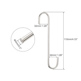 sourcing map S Hanging Hooks, 8inch(200mm) Extra Long Steel Hanger, Indoor Outdoor Uses for Garden, Bathroom, Closet, Workshop, Kitchen, Matt Silver, 8Pcs