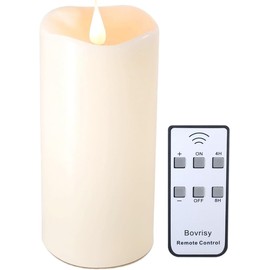 Battery Operated Flameless Candles with Remote Control Timer Flickering LED Candles with 3D Moving Flame Real Wax Fake 3"x 5" Ivory Realistic for Home Wedding, Festival Christmas Party Decoration