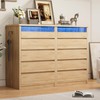 Jocoevol Larger Oak 5 Drawer Dresser for Bedroom with LED