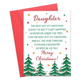 Xmas Cards, Merry Christmas Cards for Daughter, Lovely Christmas Card Gifts for Daughter, Inspirational Gifts for Daughter from Dad Mom, Womens Christmas Stocking Stuffers Gifts for Daughters Adult