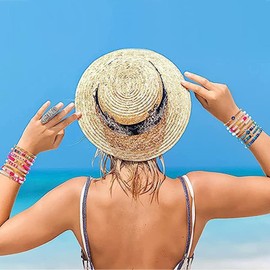 GIGB PBDK Preppy Heishi Bracelets Set Colorful Stretch Clay Pearl Stackable Beaded Bracelets Boho Y2K Beach Layering Bracelets Jewelry for Women