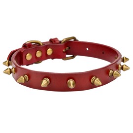 Aolove Basic Classic Adjustable Genuine Cow Leather Pet Collars for Cats Puppy Dogs