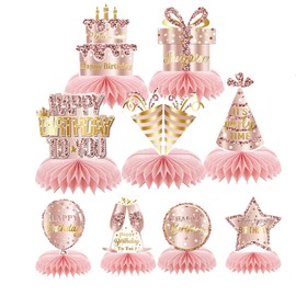 9 Pcs Birthday Honeycomb Decorations, Birthday Party Decorations Birthday Decoration for Women Happy Birthday Decorations Table Decorations for Birthday Party