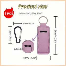TIKIYOUN 3 Pack Chapstick Holder Keychain Set – Cute Lip Balm Holder Keychains for Women, Includes Pink, Blue & Black, Perfect Stocking Stuffers & Lip Gloss Holder Keychain