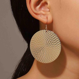 Iaceble Boho Large Disc Drop Earrings Hammered Disc Earring Disc coin Dangle Earrings Gold Coin Statement Earrings Jewelry for Women