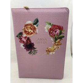 Biblia Letra Gigante para Mujer Manual 14 puntos con cierre RV1960 ROSA MALVA IN