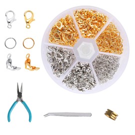 463 Pieces Bracelet Clasp Set, Chain Clasp, Key Ring, Lobster Clasp, Curved Ring and Rolled Edge for Necklace, Bracelet, DIY