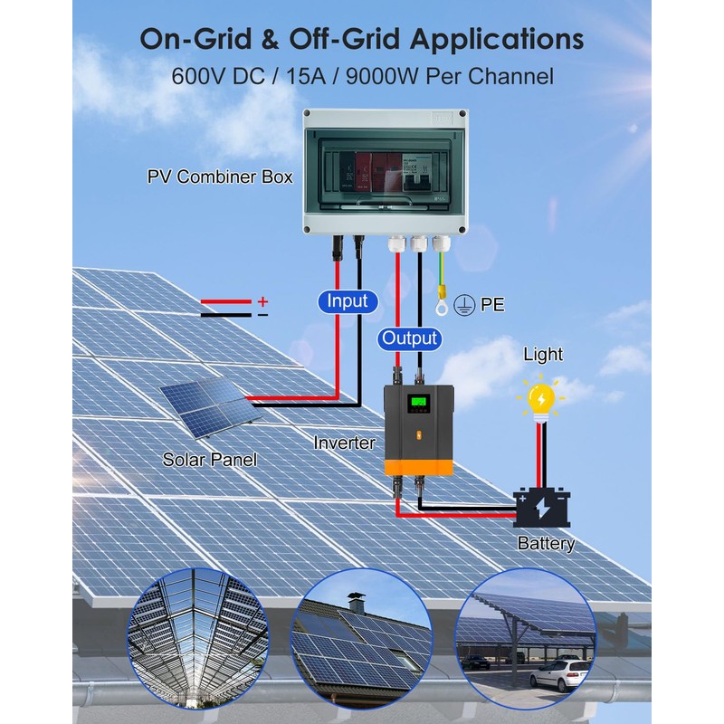 600V Solar DC PV Combiner Box 1 String IP65 Waterproof