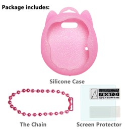 JCHPINE Silicone Case Replacement for Tamagotchi Uni, Screen Protector for Tamagotchi Uni Band Pet Accessories (Pink Silicone Case and Screen Film)