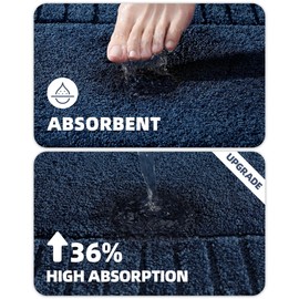 COLOR&GEOMETRY Small Bath Mats Non-Slip Washable 40 x 60 cm Absorbent Bath Mat Soft Bathroom Rug Navy Blue Bath Mat for Bathroom Floor, Shower, Bathtub, Laundry Room