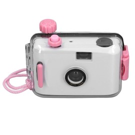Disposable Film Camera 35 Mm, Retro One Time Use Film Camera with 28MM F/9 Lens, Water-proof Reusable Lightweight Vintage Camera for Kids (White Pink)