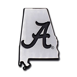 Alabama UA Crimson Tide Metal Auto Emblem - Many Available! Roll Tide! (State Shape)